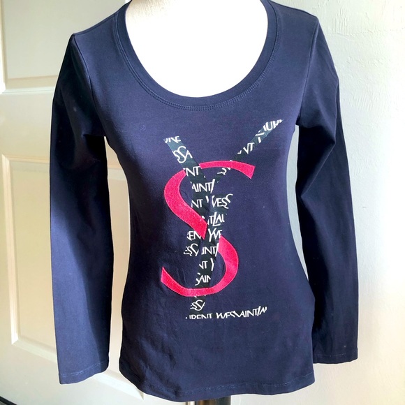 Vintage Yves Saint Laurent Black Graphic Tee - Picture 1 of 8